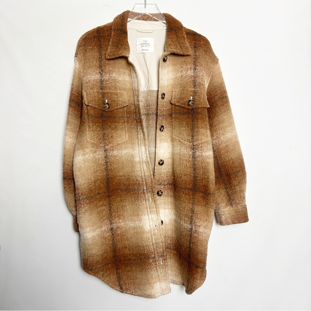 Aritzia Wilfred Free Ganna Wool Blend Shacket Coat Beige and Cream Knit medium